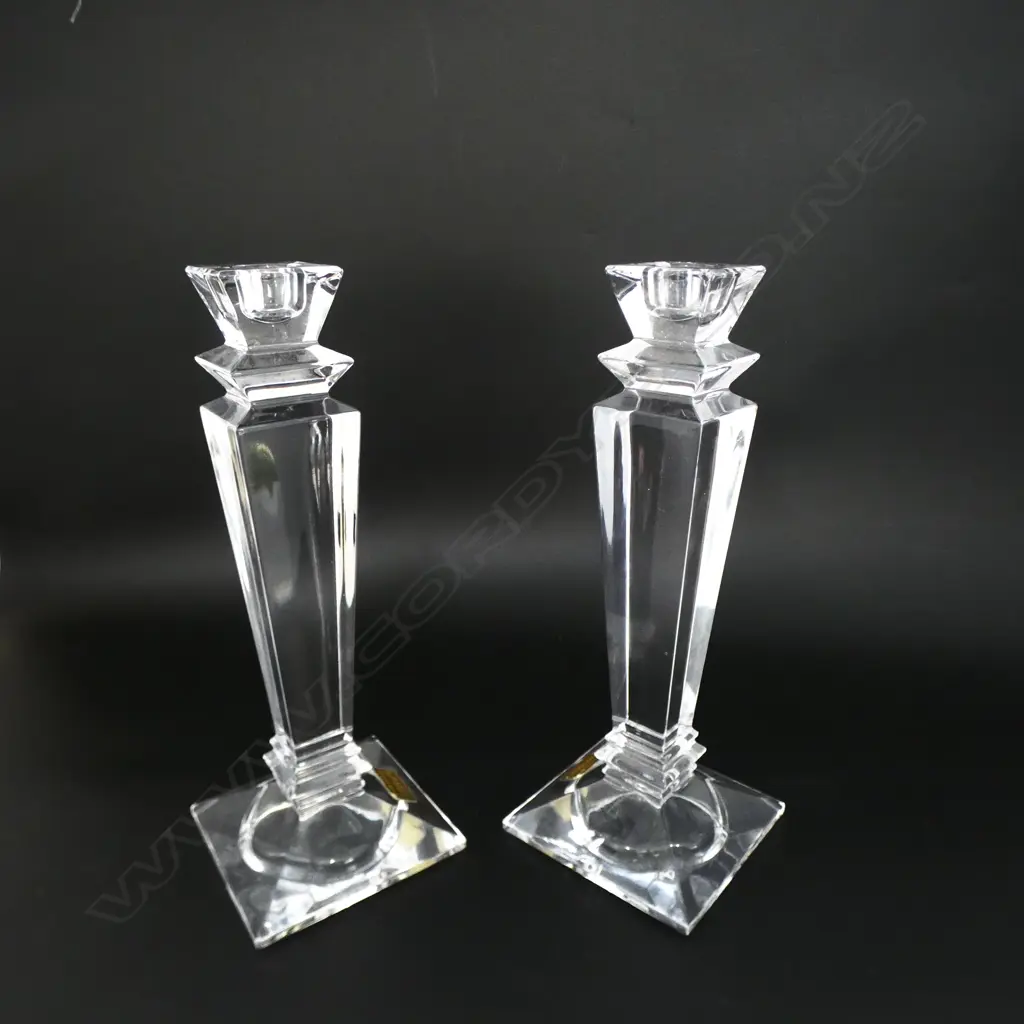 PAIR OF CRYSTAL CANDLESTICKS WITH ORIGINAL LABEL, H.228MM Image 1++
