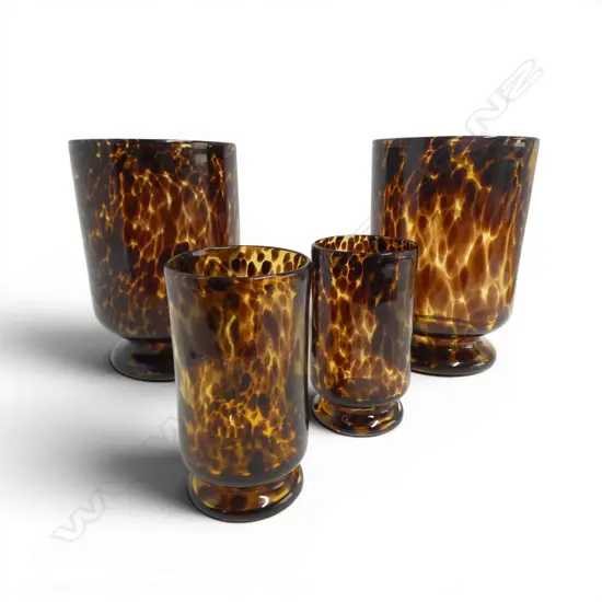 2X2 AMBER GLASS STUDIO VASES H230 &160MM