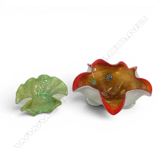 2 MURANO ART GLASS BOWLS Incl. MILLEFIORI W.250mm
