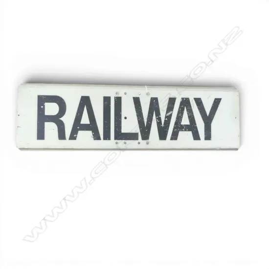 OLD NZR ALUMINIUM SIGN 'RAILWAY'. L.895mm