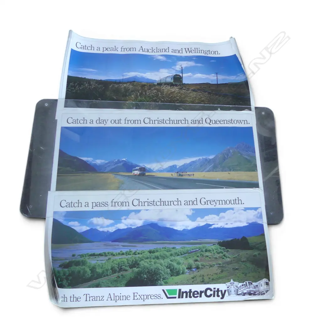 22 VINTAGE 'INTERCITY' POSTERS 'CATCH A PASS FROM CHRISTCHURCH AND GREYMOUTH'.... Image 1++