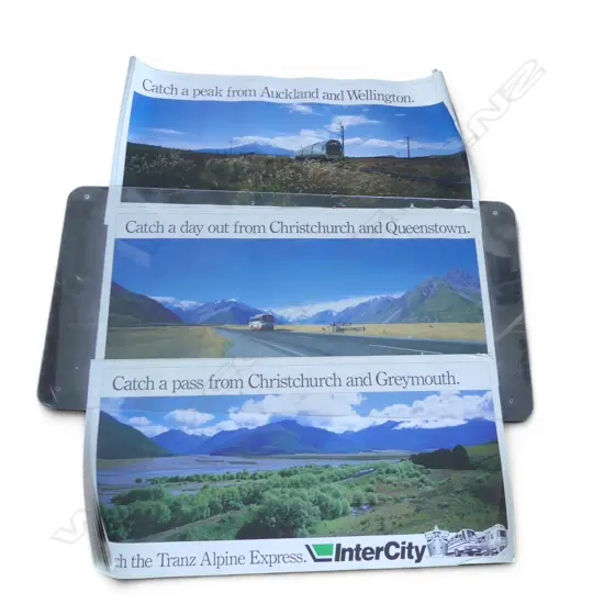 22 VINTAGE 'INTERCITY' POSTERS 'CATCH A PASS FROM CHRISTCHURCH AND GREYMOUTH'....