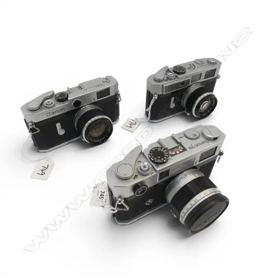 3 VINTAGE CANON CAMERAS; 7, 7s, P