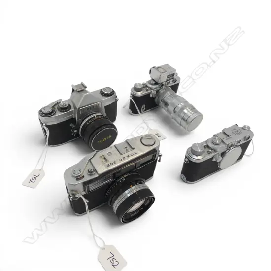 4 VINTAGE TOWER CAMERAS; 20B, 37, TYPE 3, OTHER