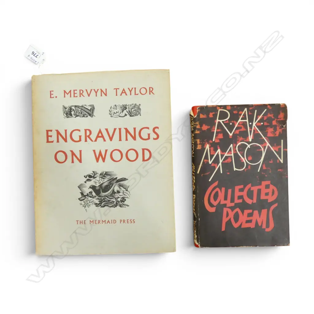 E MERVYN. TAYLOR, ENGRAVINGS ON WOOD, PEGASUS PRESS 1957 & R.A.K MASON COLLECTED POEMS, 1962 Image 1++