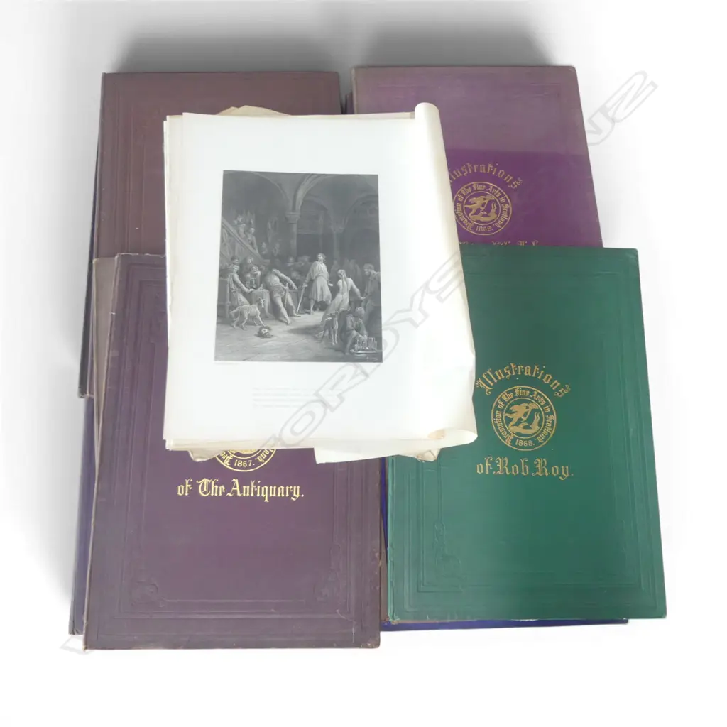 10 FOLIOS OF 19TH CENTURY ENGRAVINGS - WALTER SCOTT AND OTHERS PLUS ADDITIONAL UNFRAMED 19TH C. ENGRAVINGS Image 1++