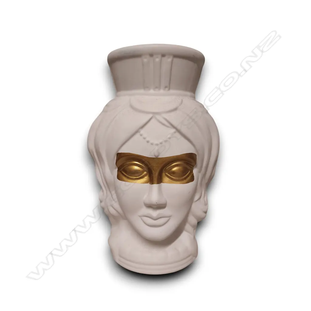 CERAMIC HEAD VASE WITH GOLD-PAINTED BLINDFOLD 330mm H Image 1++