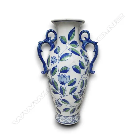 LARGE HAND-PAINTED B/W PORCELAIN VASE 350mm H