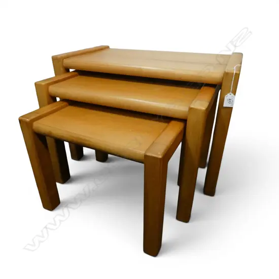 3 WOODEN NESTING TABLES W.575mm