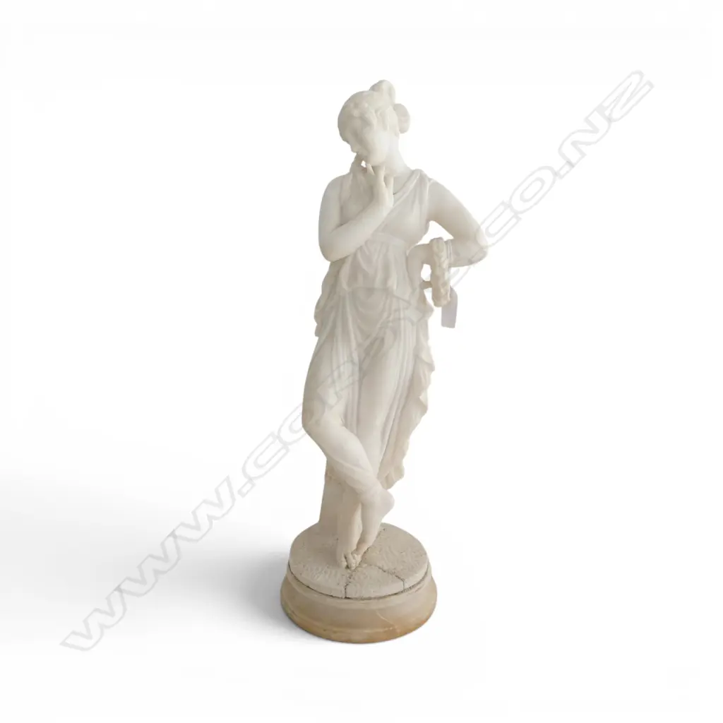 ANTIQUE CARVED WHITE MARBLE CLASSICAL FIGURE, FAULTS H.480mm Image 1++