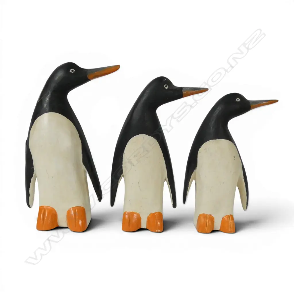 3 WOODEN PENGUINS H.230mm Image 1++