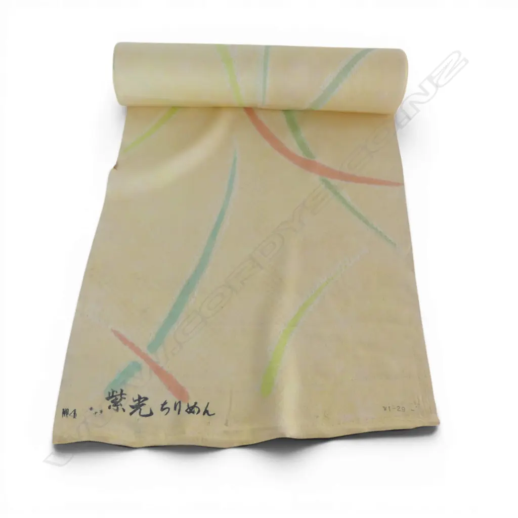 Unused 1980's NISHIJIN TEXTILE (Kyoto) JAPANESE pale yellow SILK ROLL L.12M W.370mm. New old stock... Image 1++