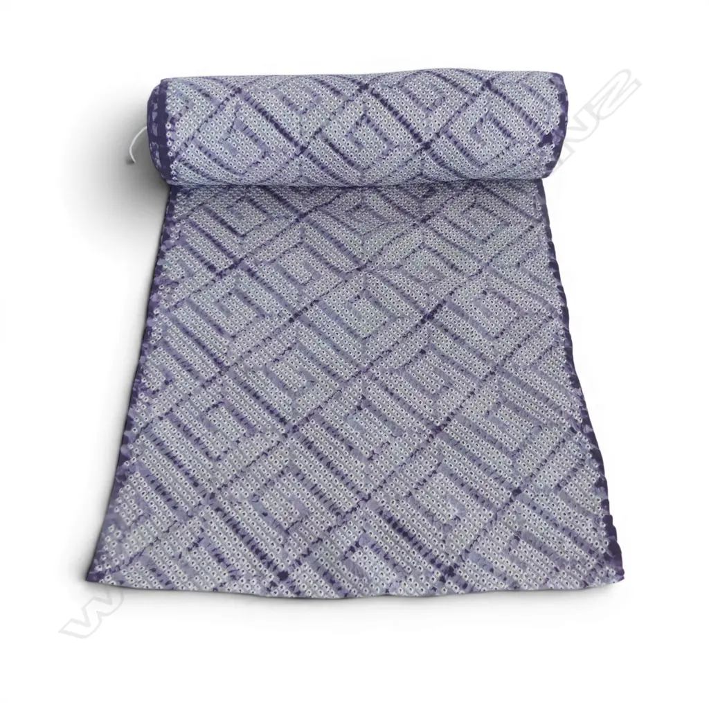 Unused 1980's NISHIJIN TEXTILE (Kyoto) JAPANESE textured purple SILK ROLL L.12M W.370mm. New old stock... Image 1++