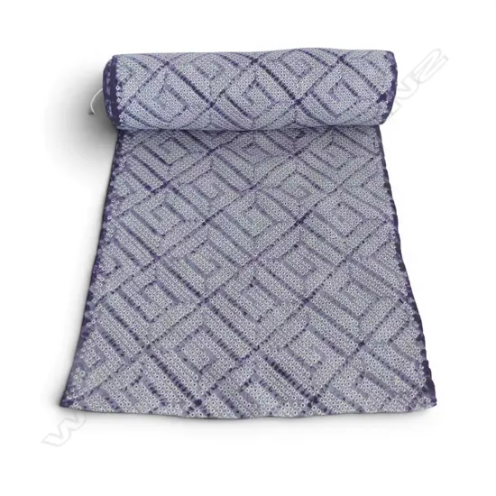 Unused 1980's NISHIJIN TEXTILE (Kyoto) JAPANESE textured purple SILK ROLL L.12M W.370mm. New old stock...