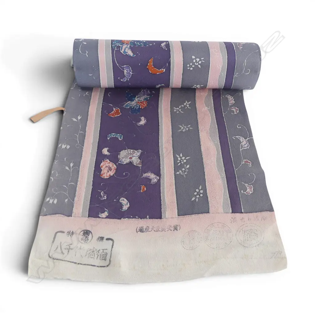 Unused 1980's NISHIJIN TEXTILE (Kyoto) JAPANESE patterned SILK ROLL L.12M W.370mm. New old stock... Image 1++