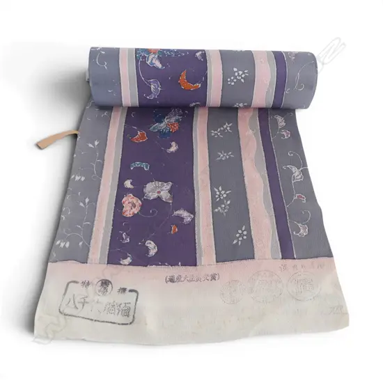 Unused 1980's NISHIJIN TEXTILE (Kyoto) JAPANESE patterned SILK ROLL L.12M W.370mm. New old stock...