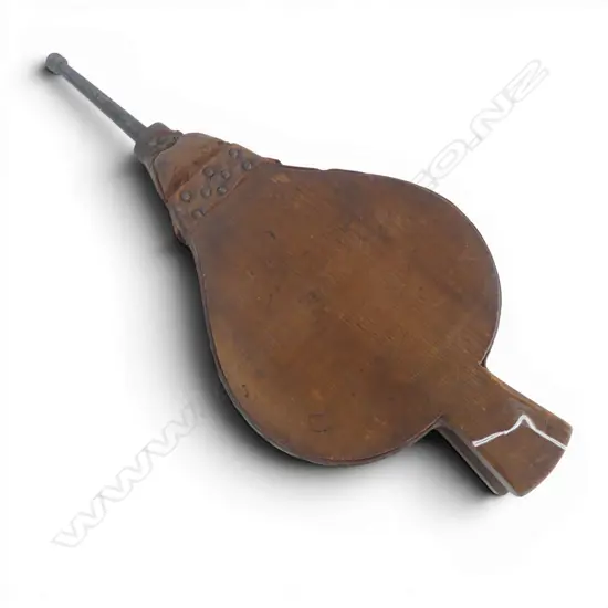 ANTIQUE RUSTIC WOOD & LEATHER BELLOWS WORKING L463MM