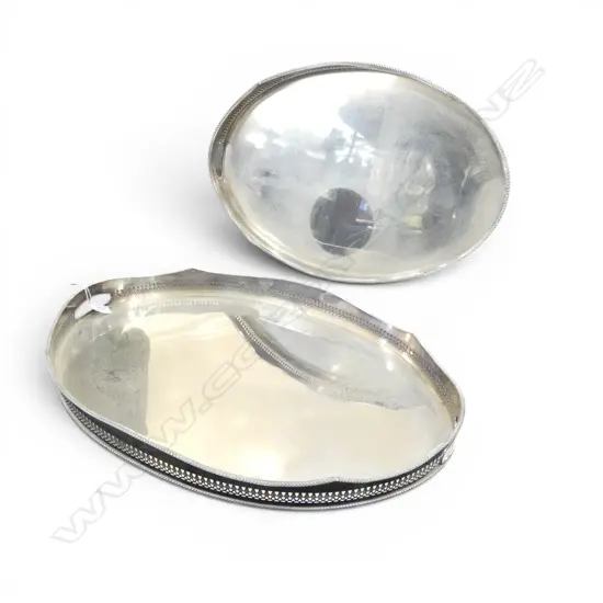 PR OF LG SILVER PLATED GALLERY TRAYS W.610mm