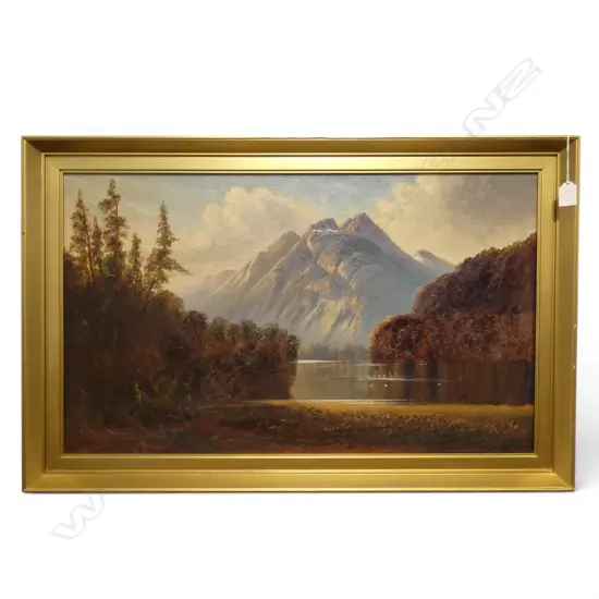 ARTIST UNKNOWN, MOUNTAIN SCENE, OIL ON CANVAS 445x745mm