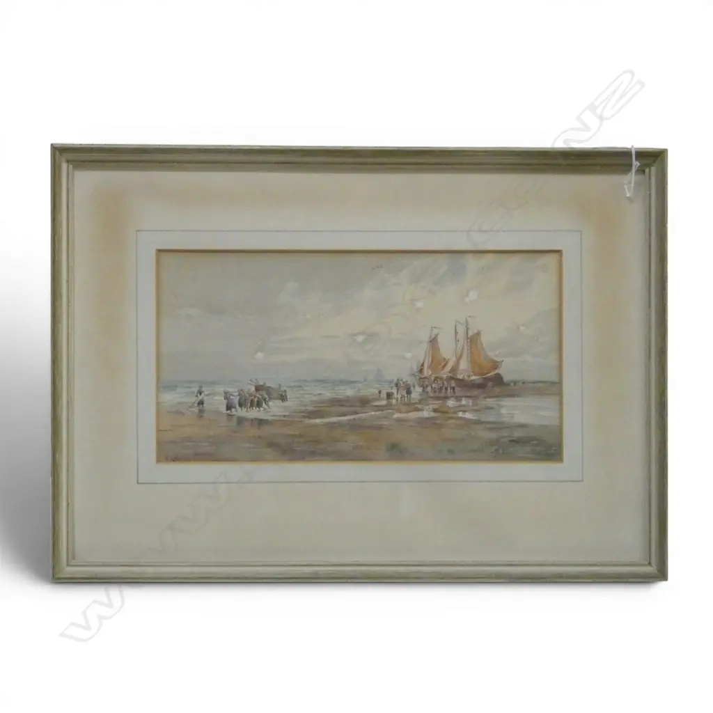 A. LEWIS, EUROPEAN COASTAL, WATERCOLOUR, SIGNED, 180x340mm Image 1++