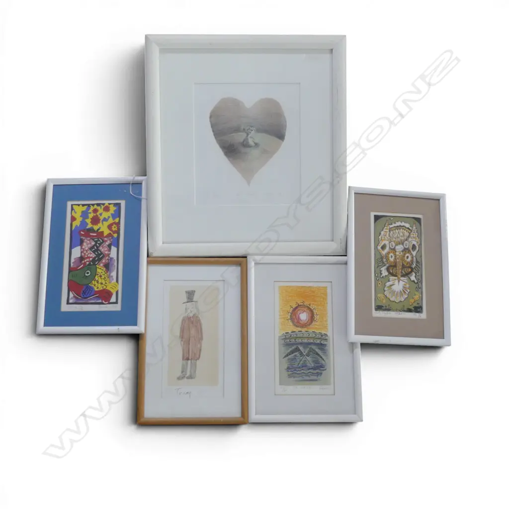 5 MUKA PRINTS Nigel Brown, Pamela Wolfe etc 220x115mm  Ex. Anneke Borren Collection Image 1++