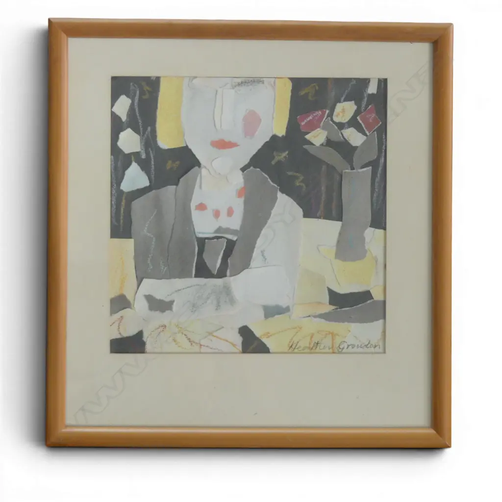 HEATHER GROUDEN, UNTITLED MIXED MEDIA, verso w. birthday message to Anneke Borren dated 1992, 180x170mm Image 1++