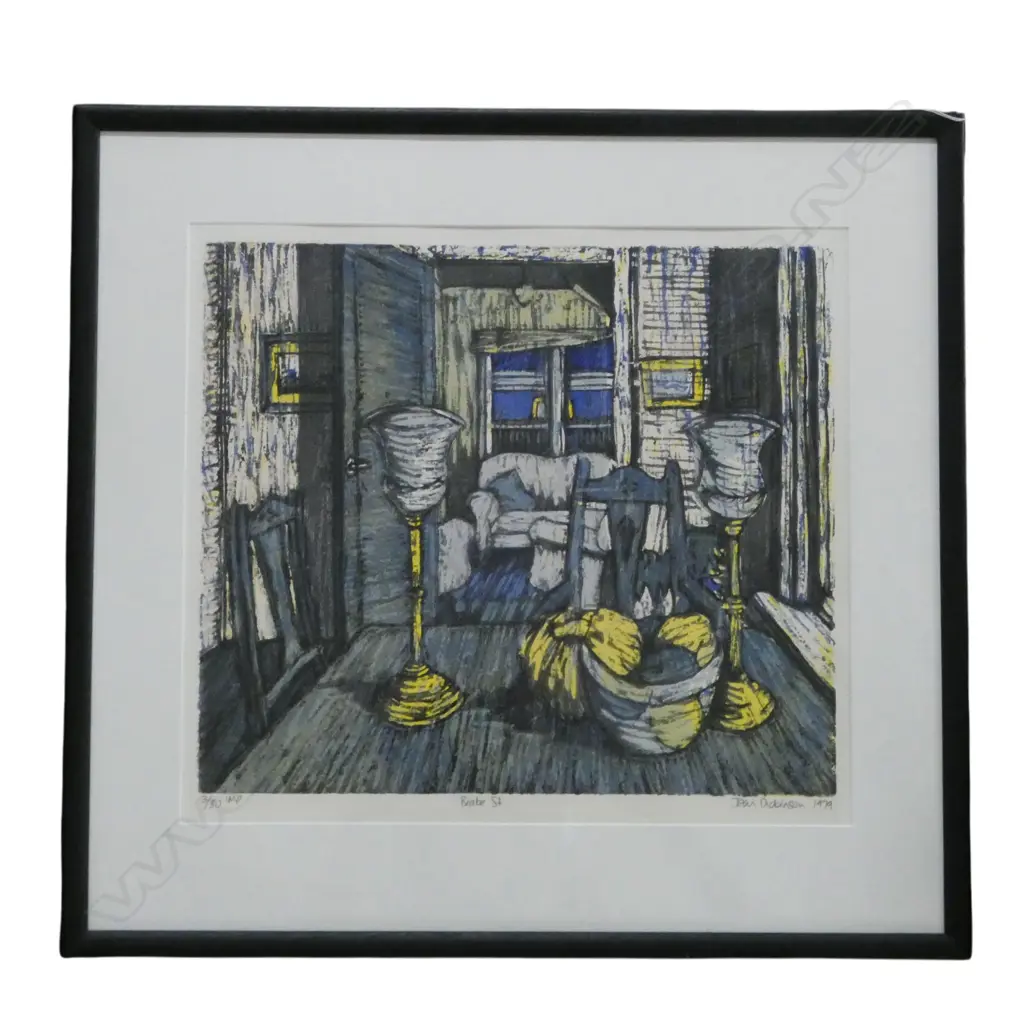 JEAN DICKINSON, BRAKE ST, 1979, WOODCUT PRINT, 3/30, 430x480mm Ex. Anneke Borren Collection Image 1++