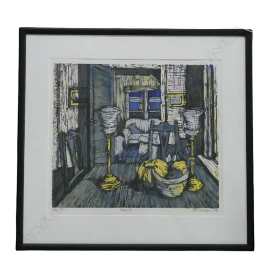 JEAN DICKINSON, BRAKE ST, 1979, WOODCUT PRINT, 3/30, 430x480mm Ex. Anneke Borren Collection
