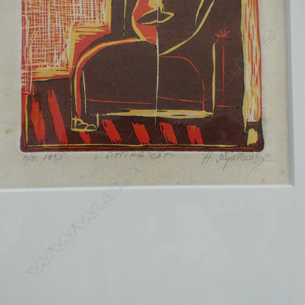 Henryk Szydlowski, Sitting Cat & Woman In The Mirror, kuru cut prints, 115 x 195 & 150 x 85mm Image 1++