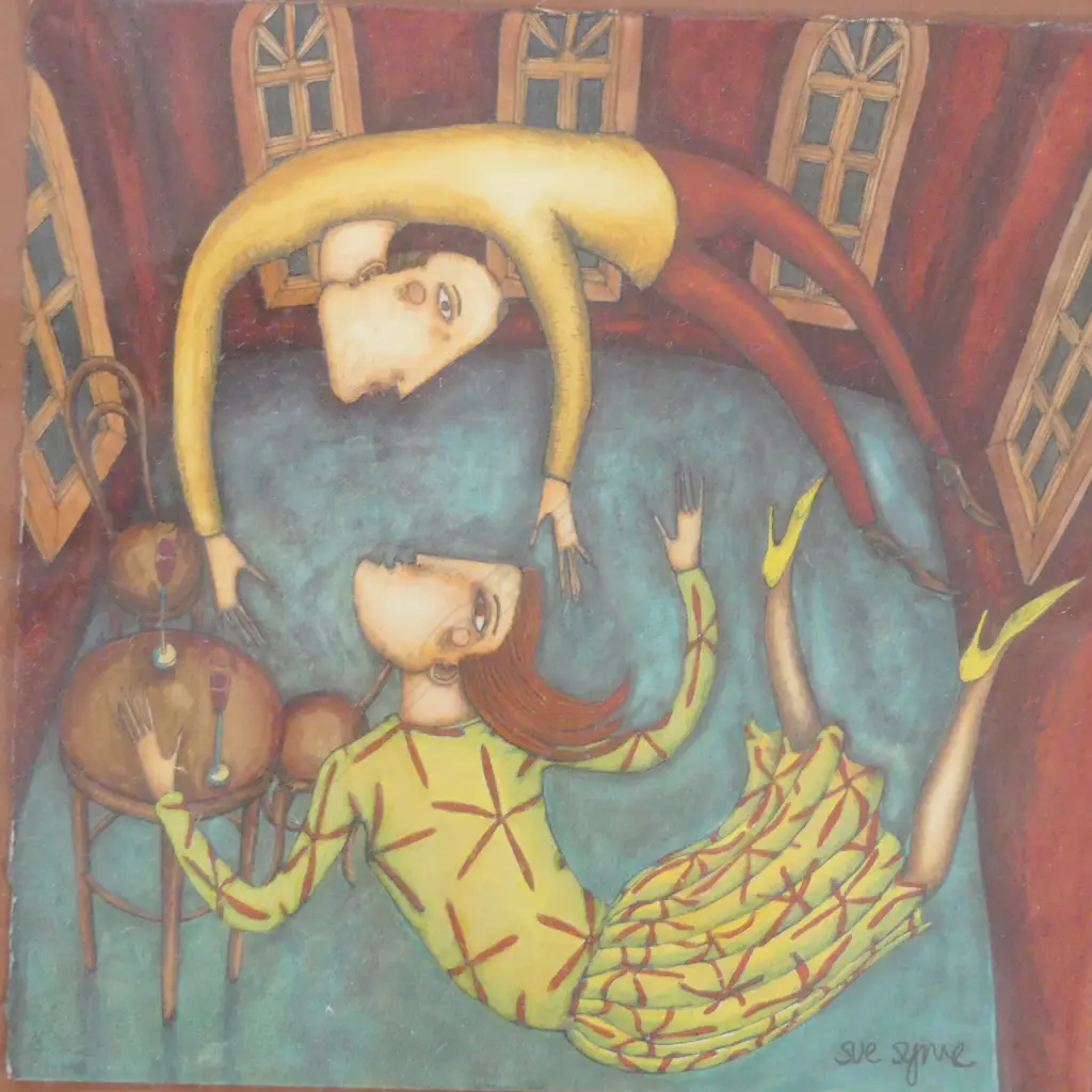 SUE SYME 'PLAYTIME' ACYRLIC ON PAPER 280x280mm Image 1++