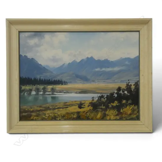 JONATHAN WHITE 'TASMAN RIVER, MT COOK' OIL ON BOARD, SIGNED & DATED '70 435x590mm