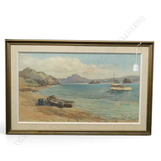 E. C. KERKIN, COASTAL SCENE, OIL ON BOARD, 340x600mm