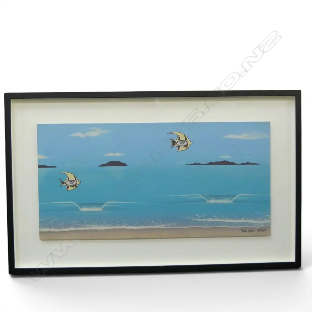 GREG SALMOND, FISH-IDYLLIC, 2001, ACRYLIC ON BOARD 400x800mm Image 1++