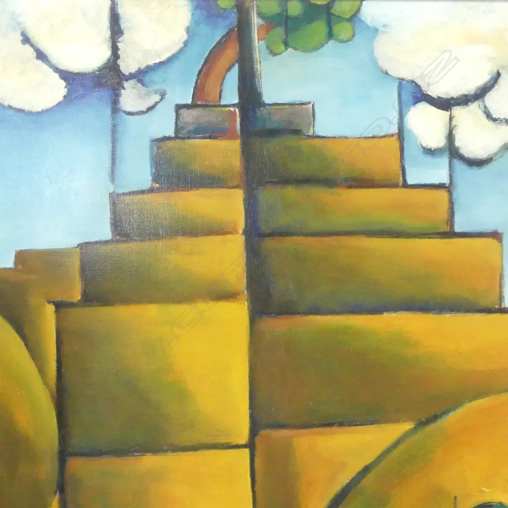 SIGNED FRAMED ABSTRACT LANDSCAPE OIL ON BOARD, 600 X 740MM Image 1++