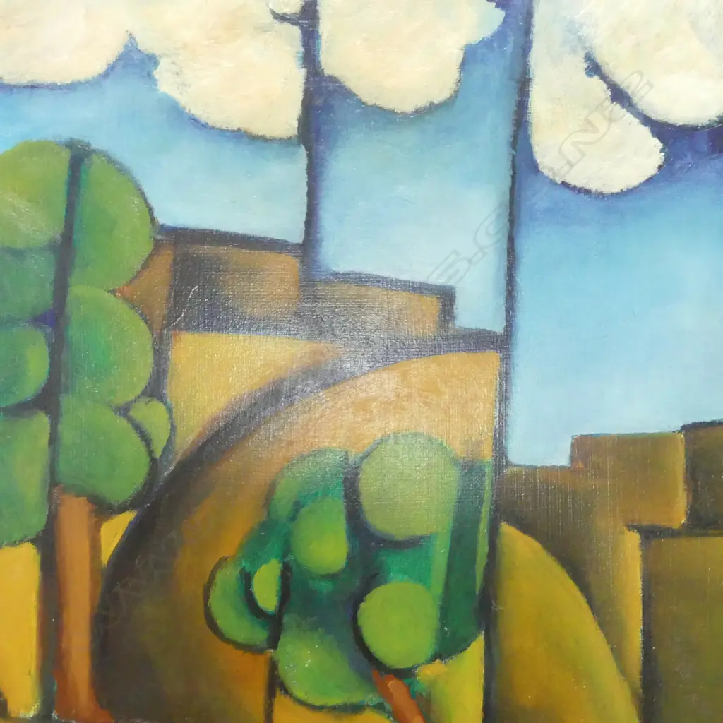 SIGNED FRAMED ABSTRACT LANDSCAPE OIL ON BOARD, 600 X 740MM Image 1++