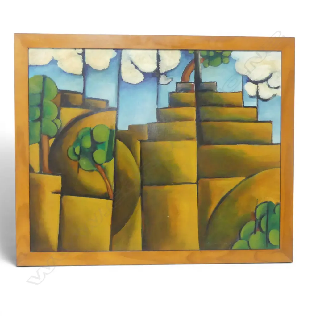 SIGNED FRAMED ABSTRACT LANDSCAPE OIL ON BOARD, 600 X 740MM Image 1++