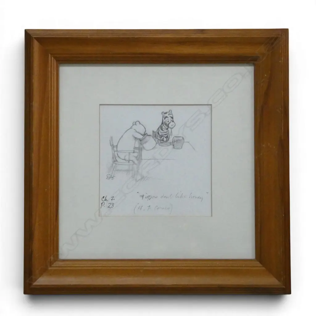 WINNIE THE POOH BOOK ILLUSTRATION, TIGGERS DON'T LIKE HONEY, CH.2 PG.23, 145x145mm  Ex. Anneke Borren Collection Image 1++