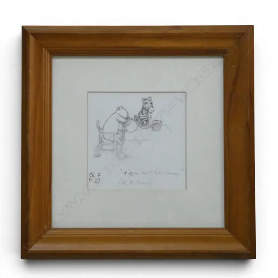 WINNIE THE POOH BOOK ILLUSTRATION, TIGGERS DON'T LIKE HONEY, CH.2 PG.23, 145x145mm  Ex. Anneke Borren Collection