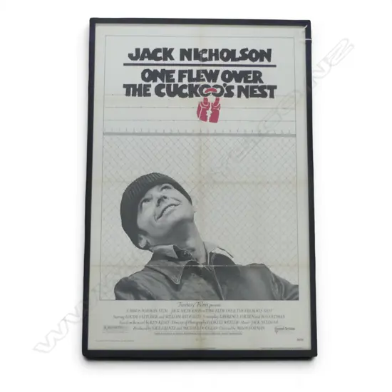 'ONE FLEW OVER THE CUCKOO'S NEST' FRAMED ONE SHEET MOVIE POSTER USA LITHO 1975 FANTASY FILMS 1025 X 680mm (FOLD CREASES)
