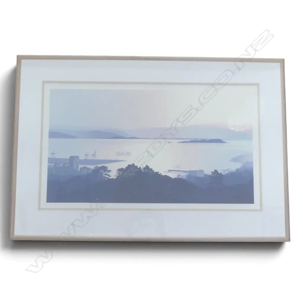 LAWRENCE LEITCH FRAMED PRINT (23/105) " WELLINGTON HARBOUR MORNING", 420 X 810MM Image 1++