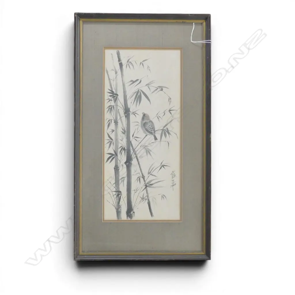 ORIENTAL ARTWORK, BIRD IN BAMBOO 450x200mm Image 1++