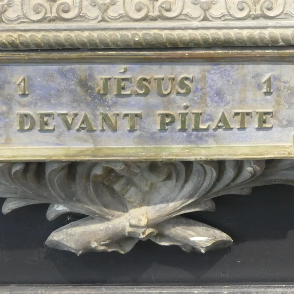 ANTIQUE FRENCH STATION OF THE CROSS 1300x1100mm FAULTS Image 1++