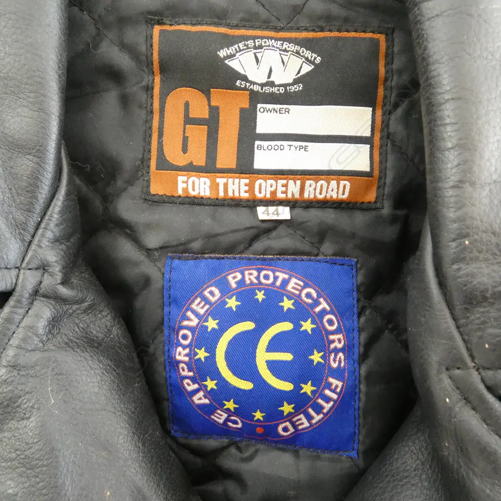 QUALITY LEATHER JACKET SIZE 44 'WHITE'S POWERSPORTS - FOR THE OPEN ROAD' Image 1++