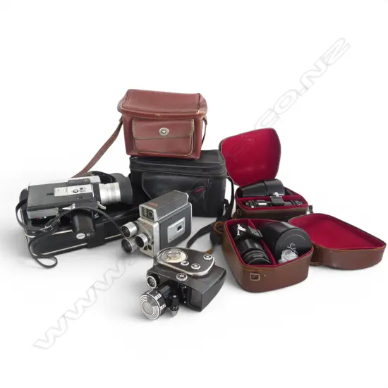 3 VINTAGE FILM CAMERAS + 2 SOLIGER LENSES