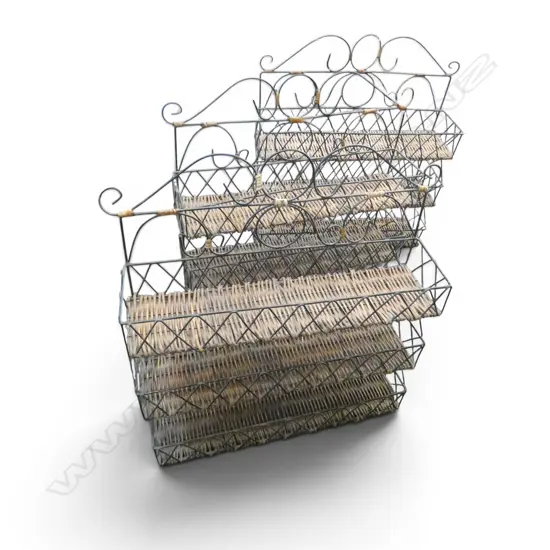 3 METAL WIRE WALL SHELVES 465x120x500mm