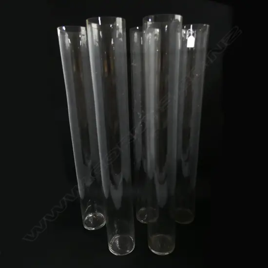 5 TALL CYLINDRICAL GLASS VASES H.750mm, 100mm dia