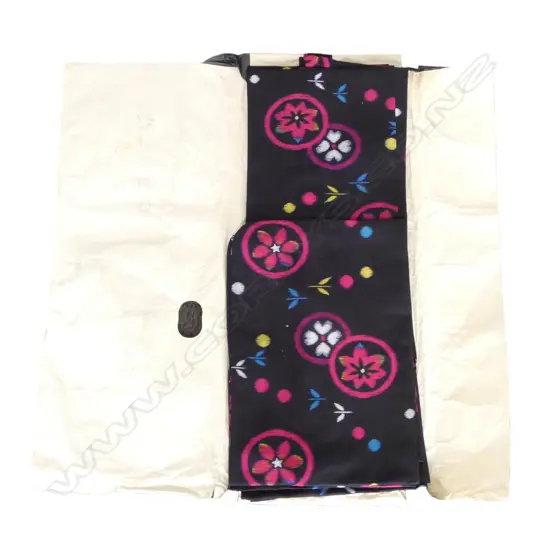 AS NEW VINTAGE JAPANESE cotton? KIMONO dark ground w tie-dye type floral mon & spray pattern