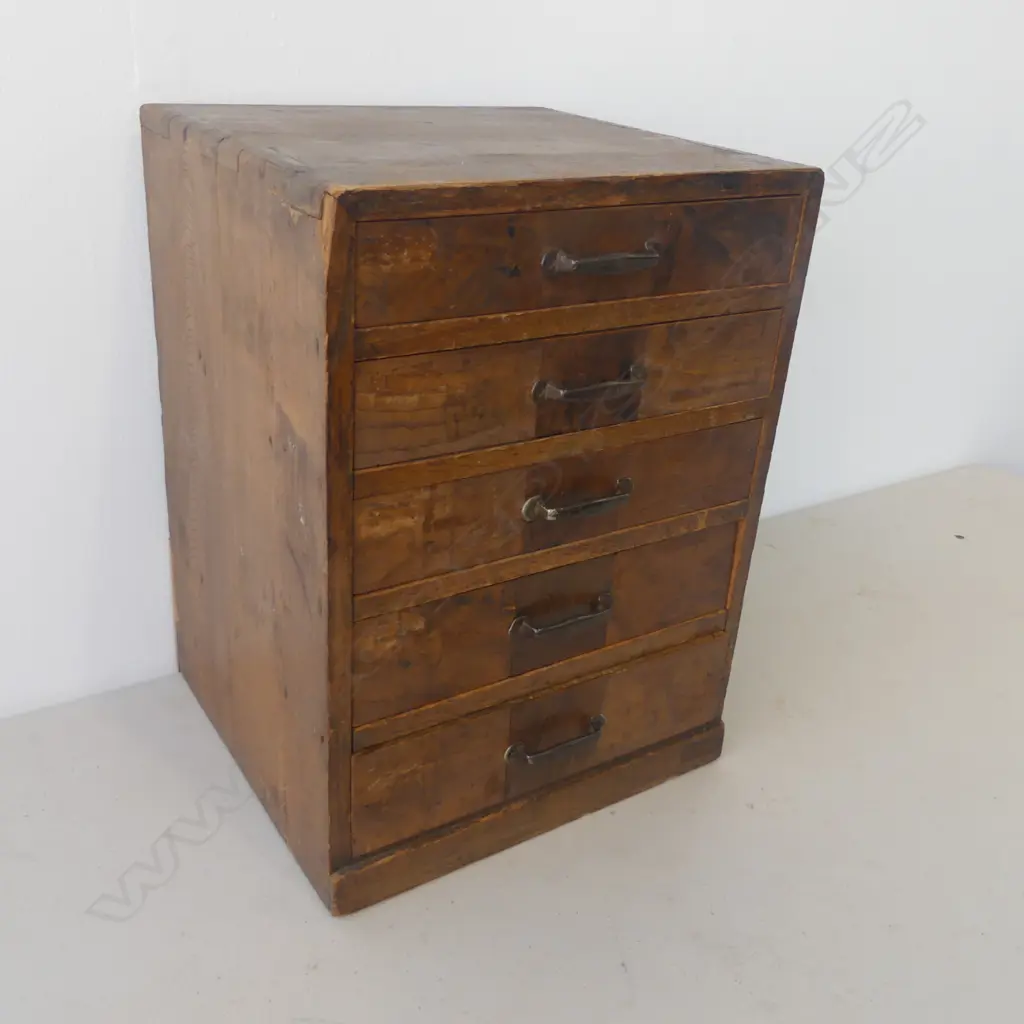 EARLY 20thC JAPANESE ZELKOVA wood SMALL COLLECTOR'S CHEST 5 graduating drawers. H.450mm  Image 1++