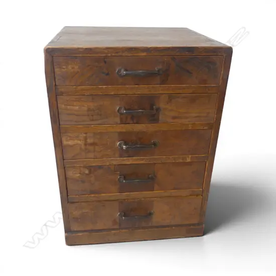 EARLY 20thC JAPANESE ZELKOVA wood SMALL COLLECTOR'S CHEST 5 graduating drawers. H.450mm 