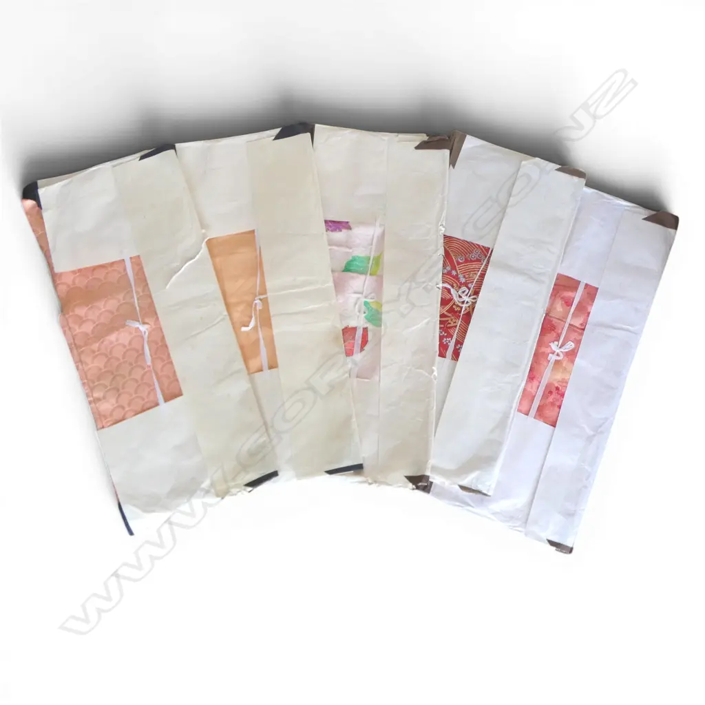 5 various VINTAGE JAPANESE FINE SILK KIMONO: 2 orange pink w delicate pattern +.. Image 1++